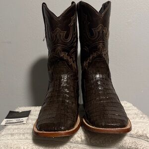 Real Caiman leather J.B. Dillon Dark Brown Cowboy Boots